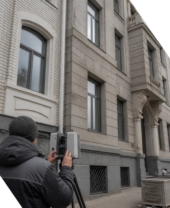 Лазерное сканирование фасадов зданий для обследования в Междуреченске